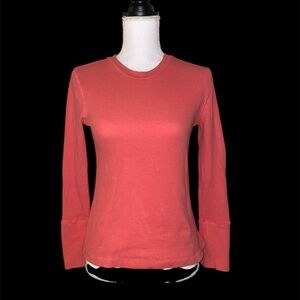 Sundance Coral Pink Waffle Knit Thermal Top Velvet Petite Small